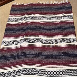 Elegant Striped Blanket in Burgundy and Navy